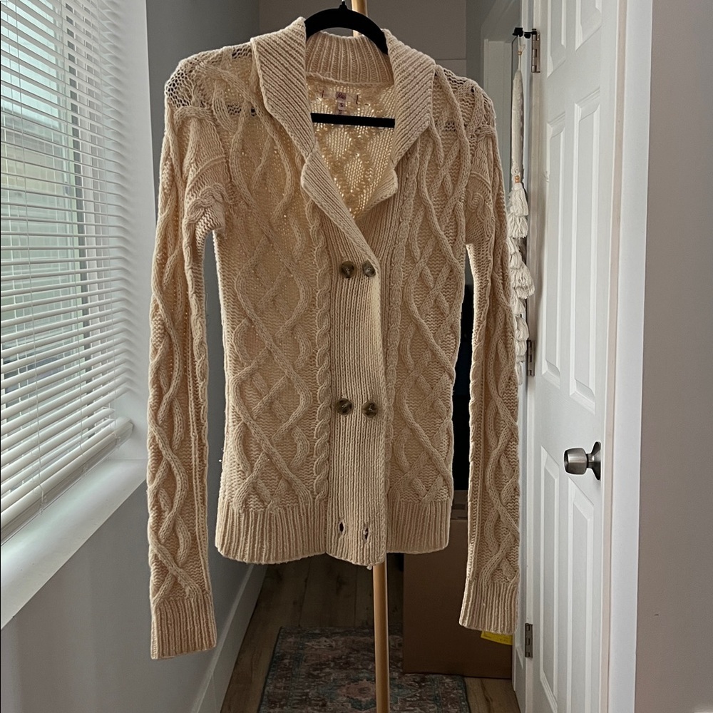 Vintage Joie Cashmere Wool Knit Collared Long Sleeve Button Cardigan Sweater S